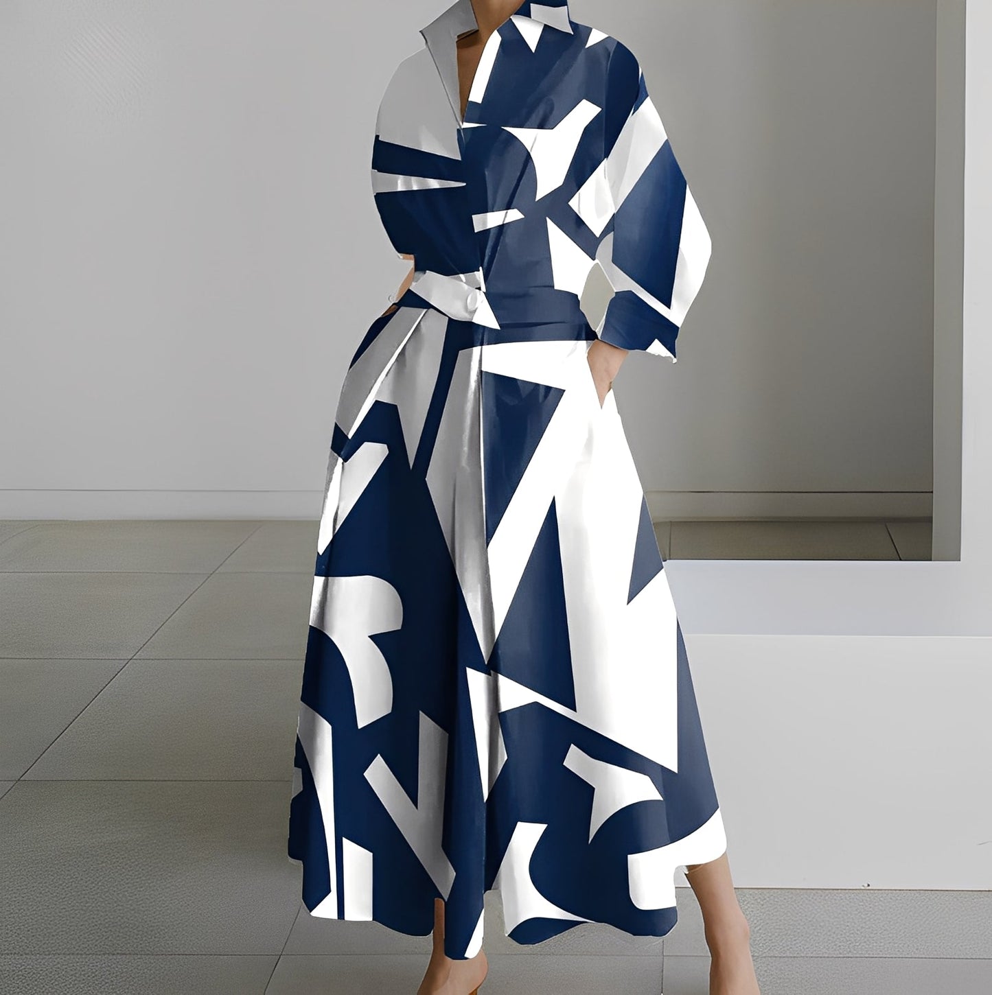 Lavina - Vestido amplio con mangas largas y bolsillos para mujer