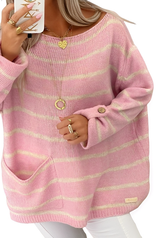 Elianna - Jersey a rayas cómodo y holgado para mujeres
