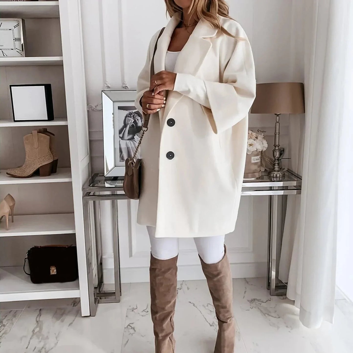 Lindsie - Chaqueta amplia con botones para mujer