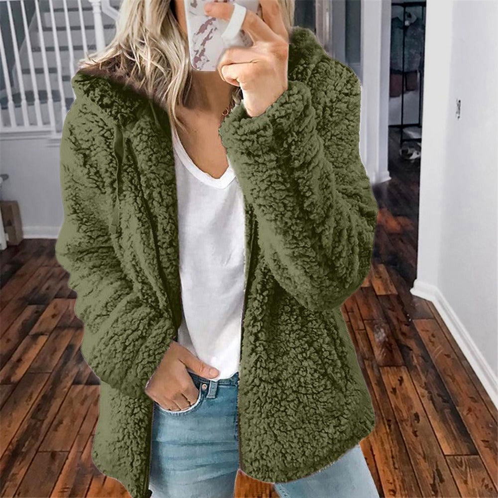 Celandine – Abrigo de peluche con capucha