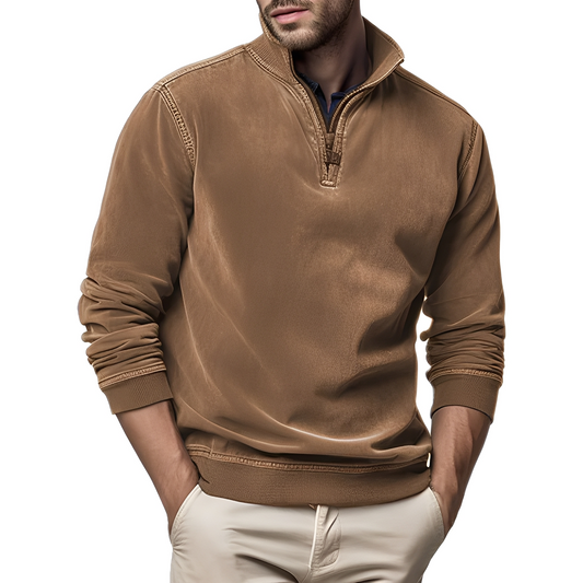 Dunstan - Suéter elegante de forro polar lavado para hombres