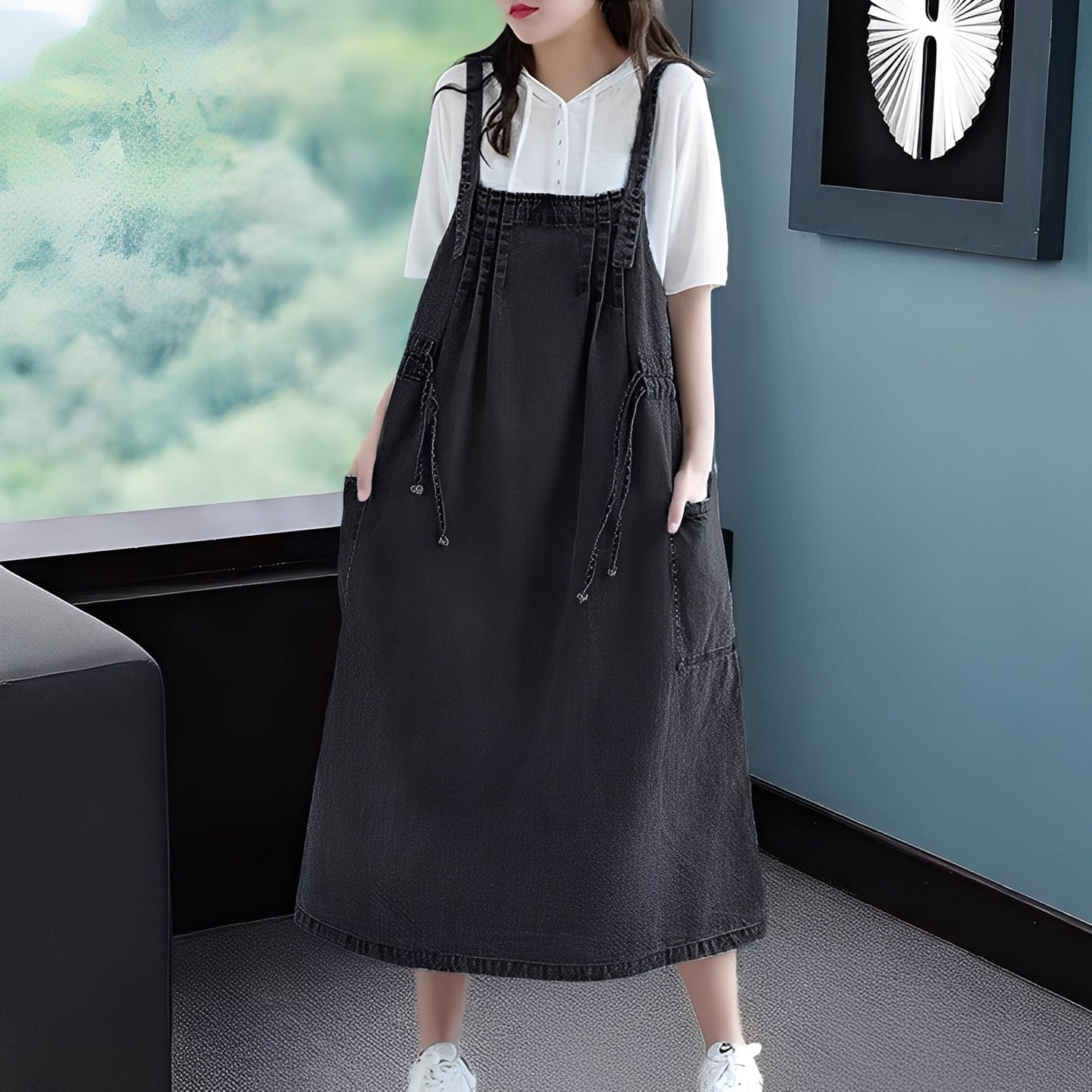 Kelsey - Vestido casual de mezclilla con bolsillos para mujer