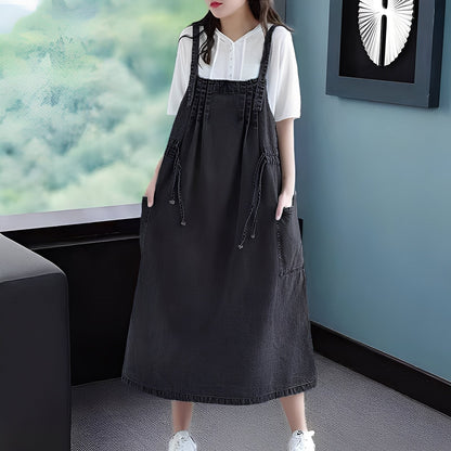 Kelsey - Vestido casual de mezclilla con bolsillos para mujer