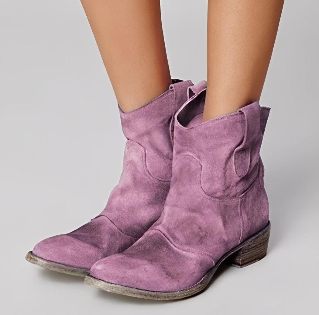 Adaline - Botas estilo cowboy retro con tacón bajo para mujer