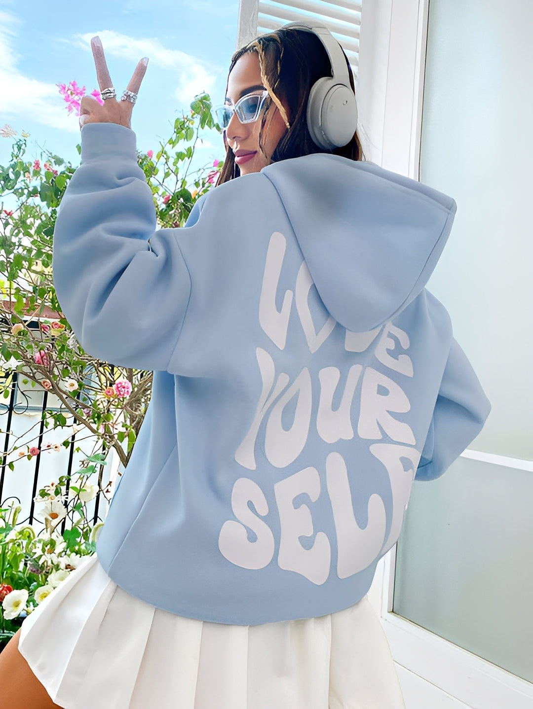 Rebeccah - Sudadera con capucha impresa, holgada para mujeres