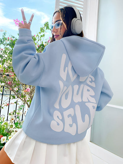 Rebeccah - Sudadera con capucha impresa, holgada para mujeres