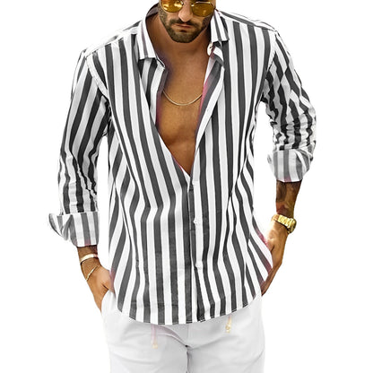 Greyson - Camisa cómoda de verano con rayas para hombres