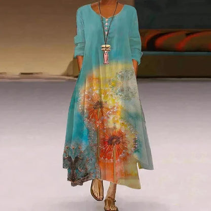 Elira – Vestido Maxi de Dos Capas con Estampado