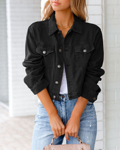 Carolyn - Chaqueta de mezclilla casual con bolsillos para mujer