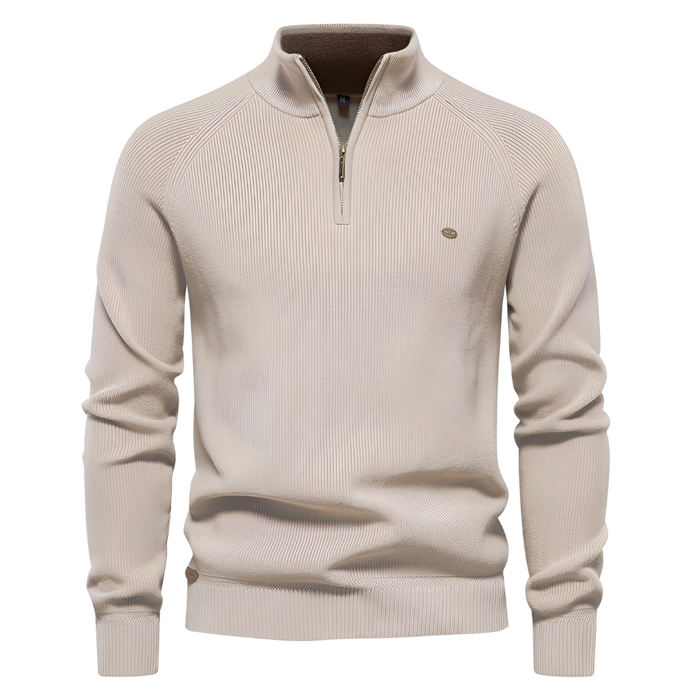 Brant - Suéter elegante con cremallera de un cuarto para hombres