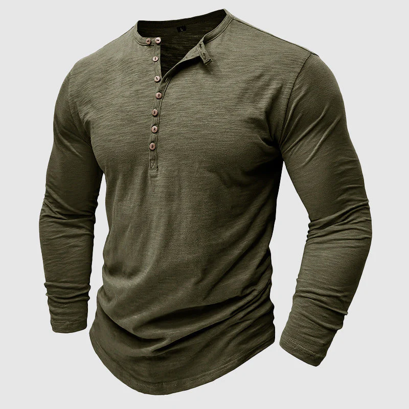 Ansel - Camisa de Algodón para Hombre, Casual con Botones