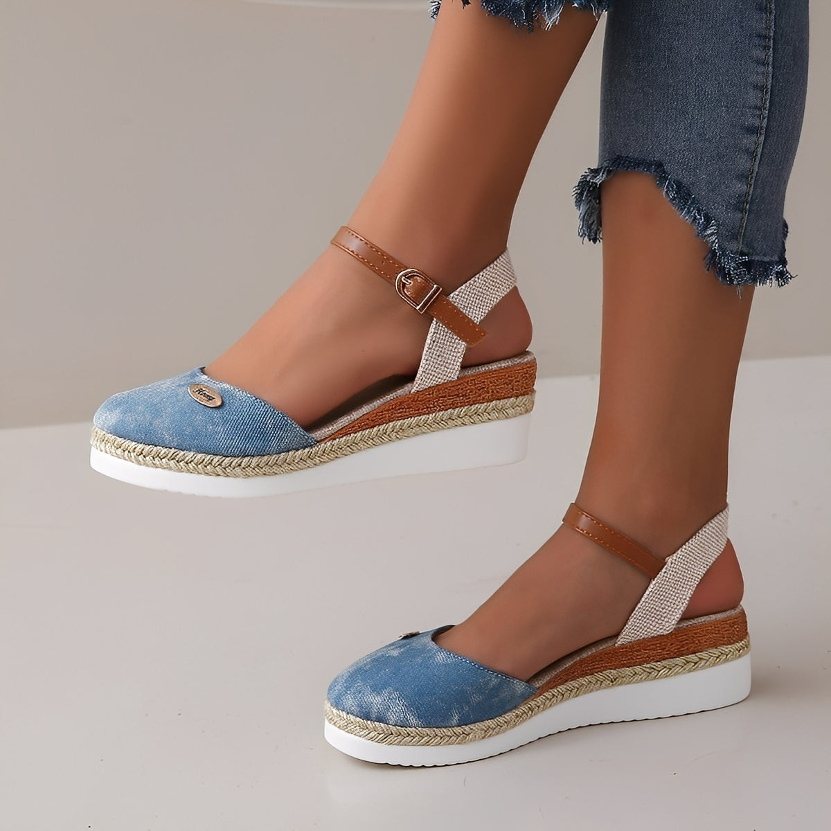 Elinor - Sandalias de cuña casuales de cáñamo para mujeres