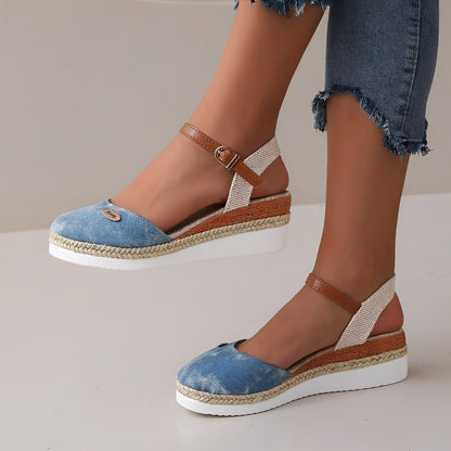 Elinor - Sandalias de cuña casuales de cáñamo para mujeres
