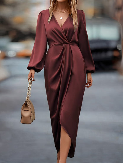 Diantha - Vestido elegante con mangas tipo linterna abiertas para mujeres