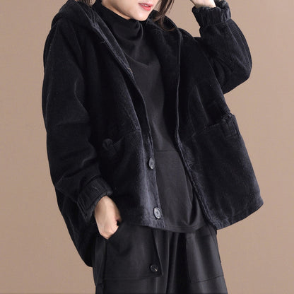 Rachel - Chaqueta corta de pana con capucha para mujer