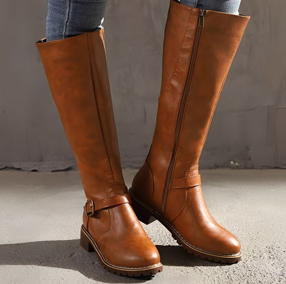 Claudette - Botas largas de cuero elegantes para mujeres
