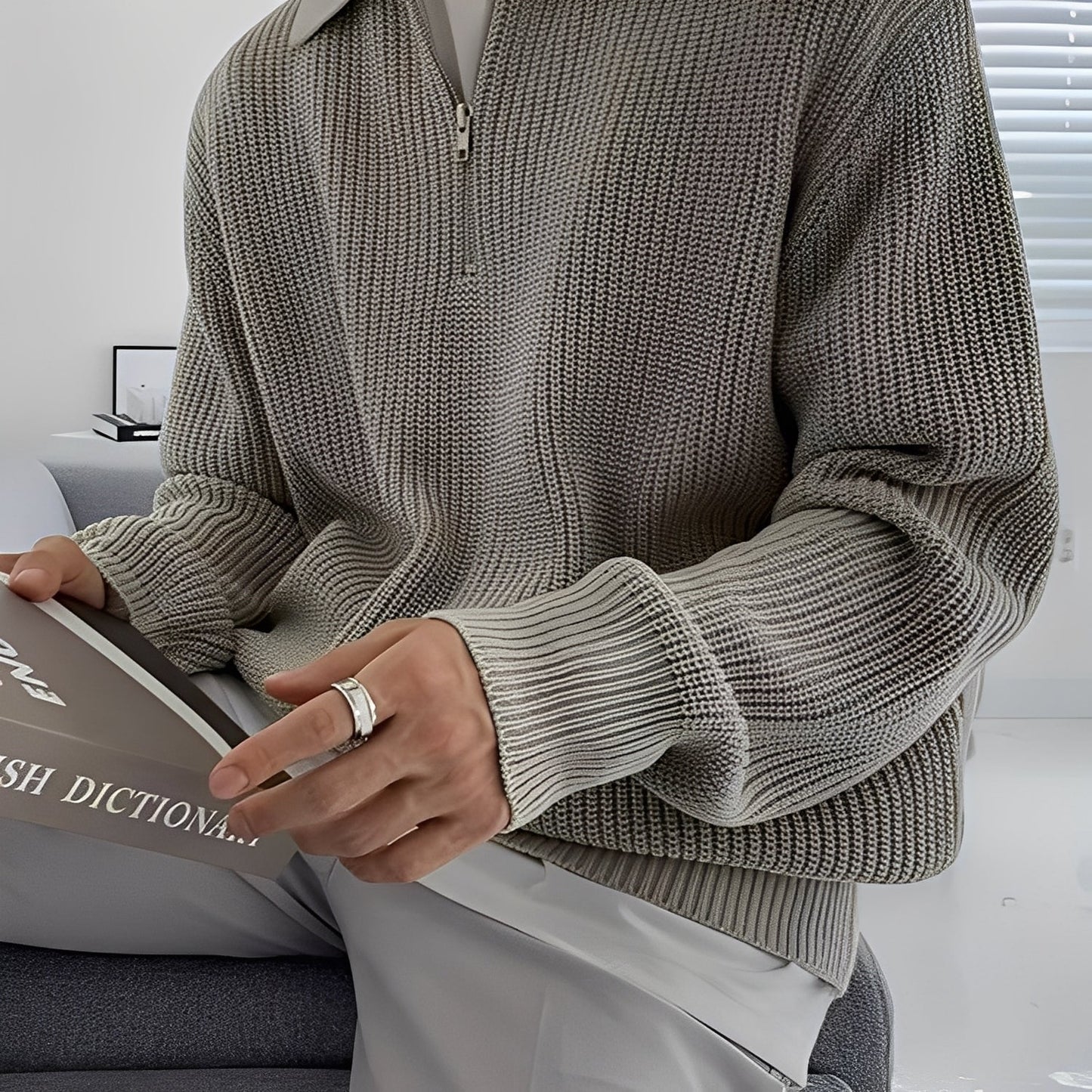 Jeffrey - Suéter elegante de tejido suelto para hombres