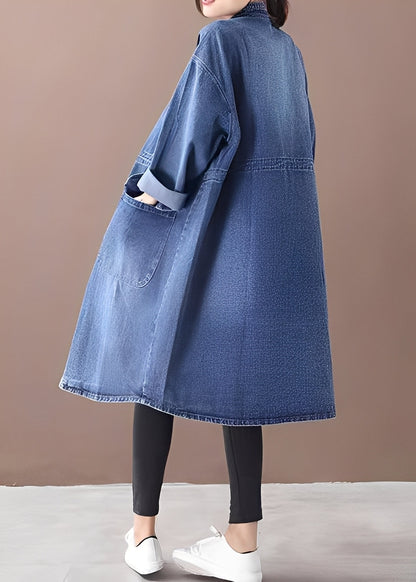 Jacinda - Chaqueta de jean espaciosa con cuello alto para mujer