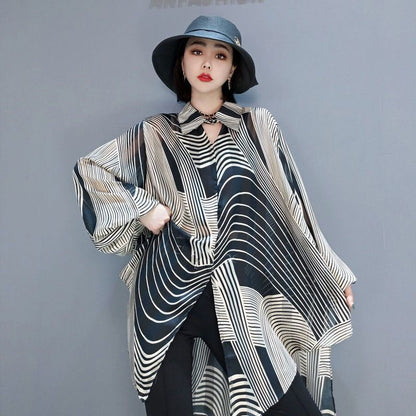 Hazel - Blusa elegante de gasa con diseño desigual para mujeres