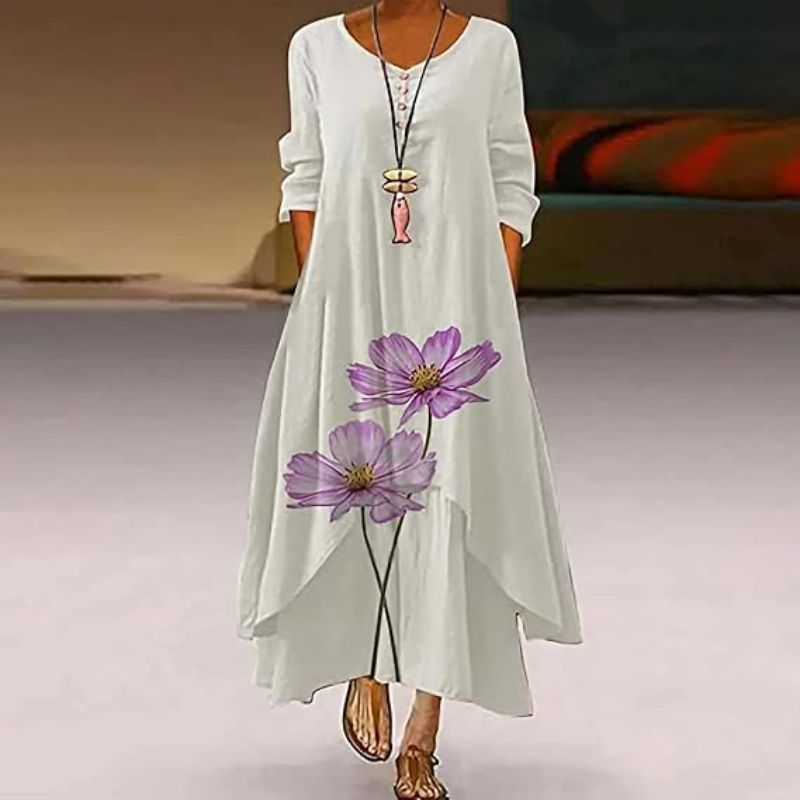 Elira – Vestido Maxi de Dos Capas con Estampado