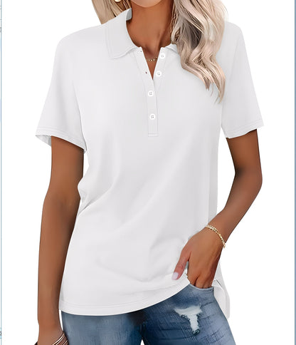 Glenna - Polo de Mujer, Casual y Ceñido de Manga Corta