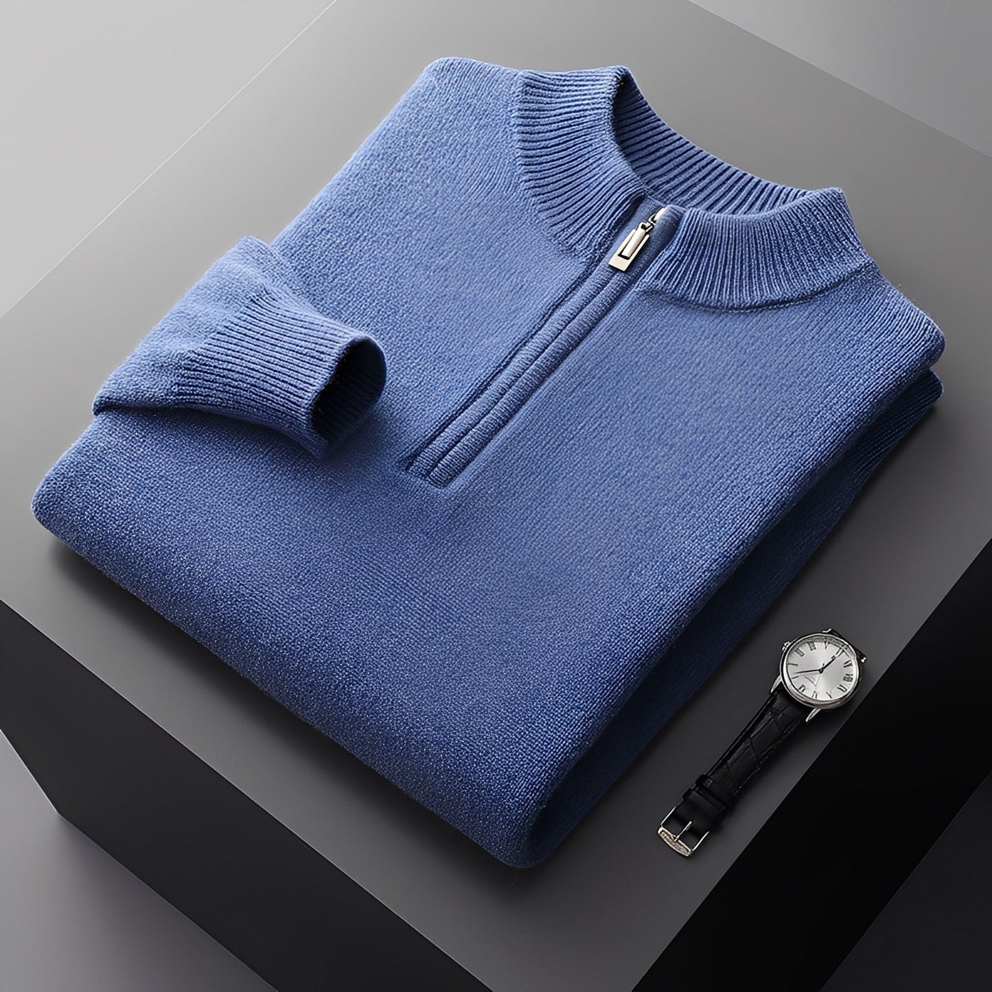 Weldon - Suéter de punto con media cremallera para hombres