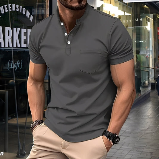 Darwin - Polo simple y casual con cuello medio para hombres