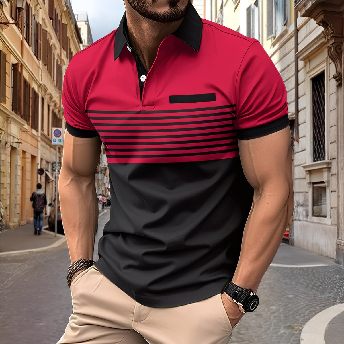 Rayden - Polo masculino de rayas elegante