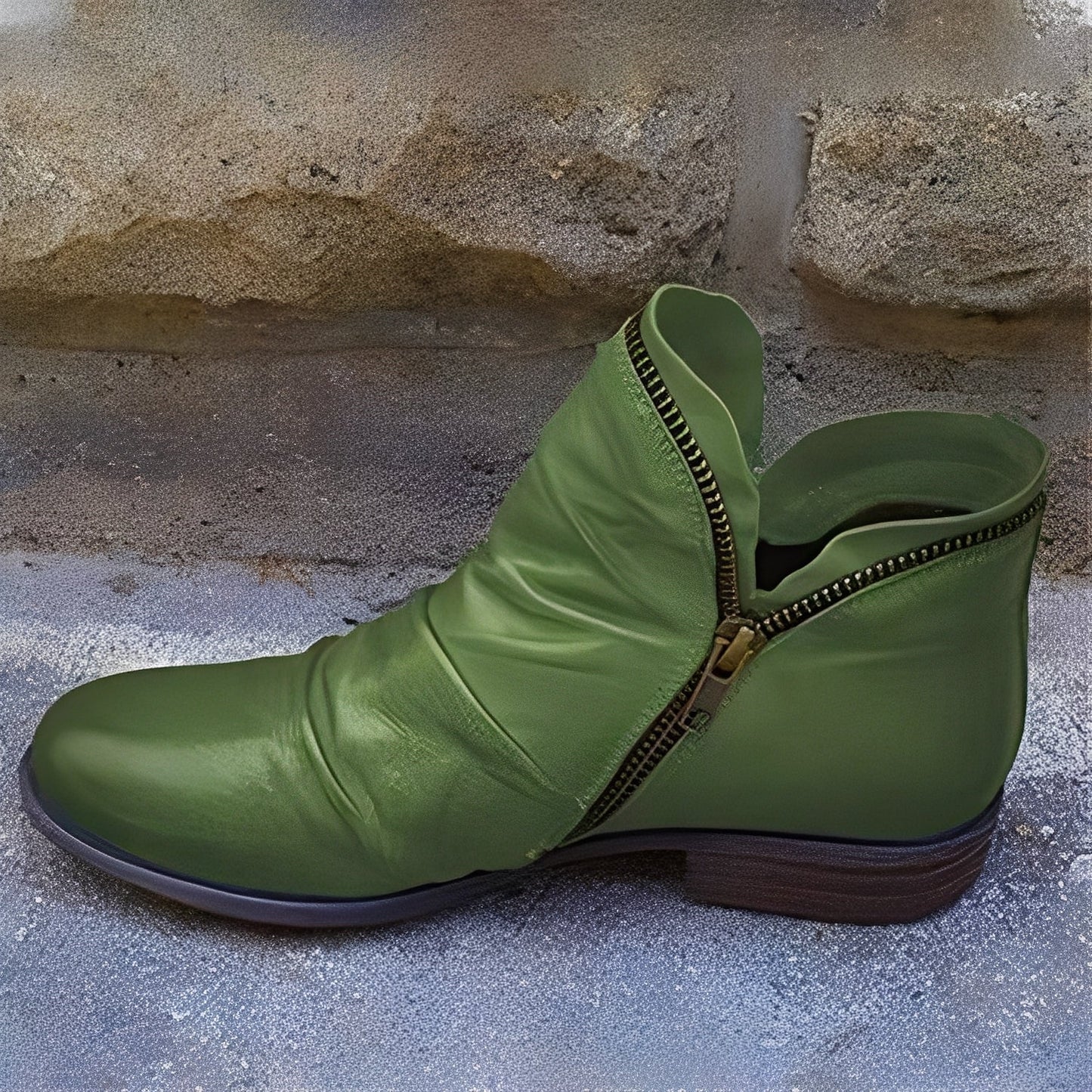 Veronica - Botas de cuero antiguas con cremallera para mujer