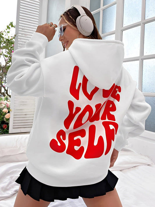 Rebeccah - Sudadera con capucha impresa, holgada para mujeres