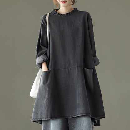 Valerie - Vestido largo de mezclilla con bolsillos para mujer