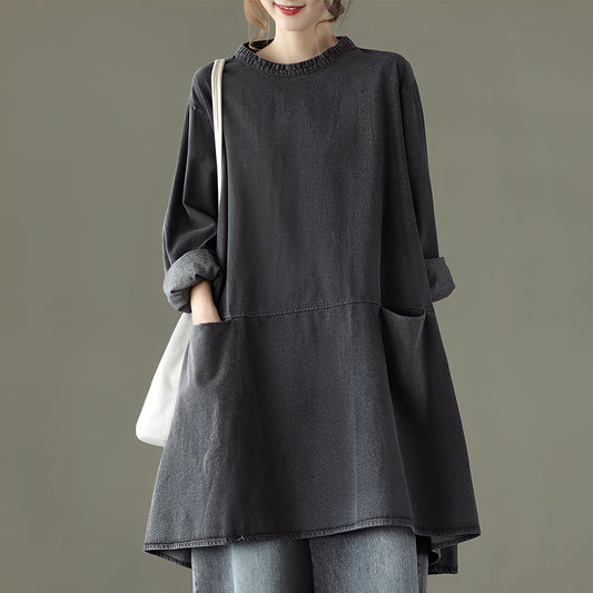 Valerie - Vestido largo de mezclilla con bolsillos para mujer