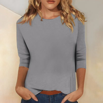 Katherina - Blusa casual de manga larga con cuello redondo para mujer