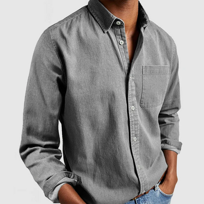 Blake - Camisa casual de manga larga con cuello de solapa para hombres