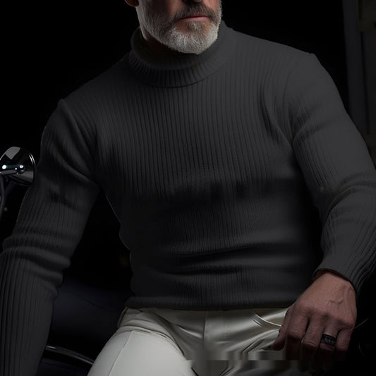 Randolf - Suéter de cuello alto sencillo y elegante para hombres