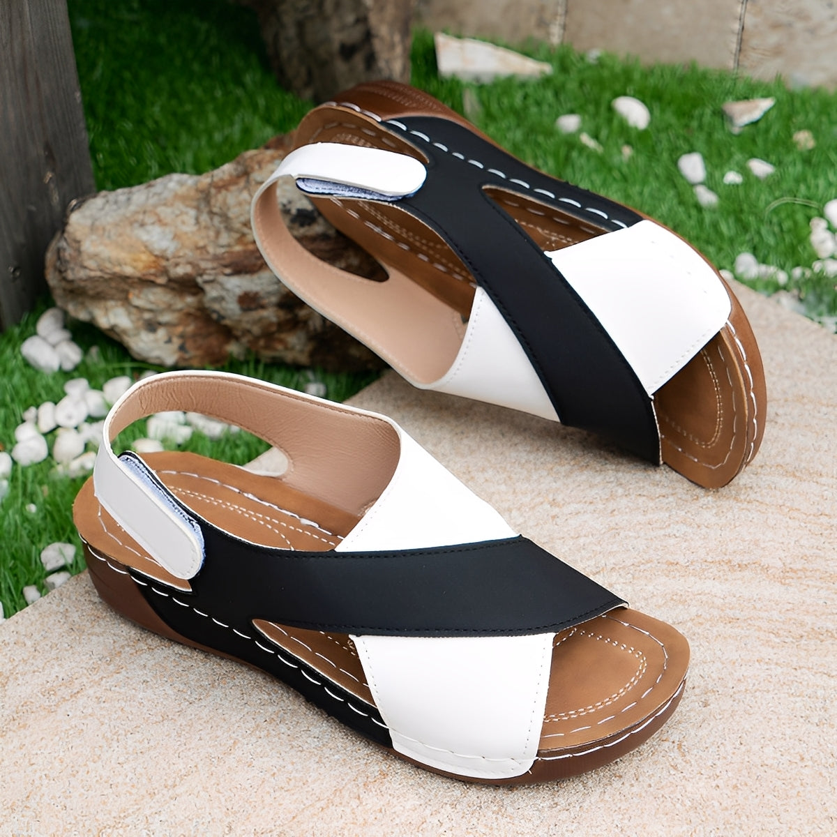 Clarissa - Sandalias de cuña casuales con tiras cruzadas para mujeres