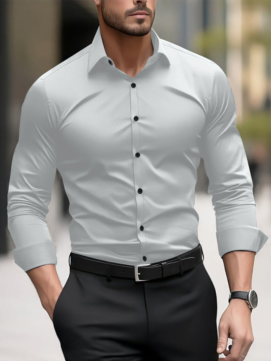 Thomas - Camisa casual de negocios con cuello tipo solapa para hombres