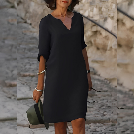 Guilaine - Vestido sofisticado con escote en V para mujeres