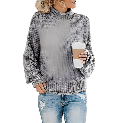 Evalyn - Suéter de punto casual con cuello alto para mujer