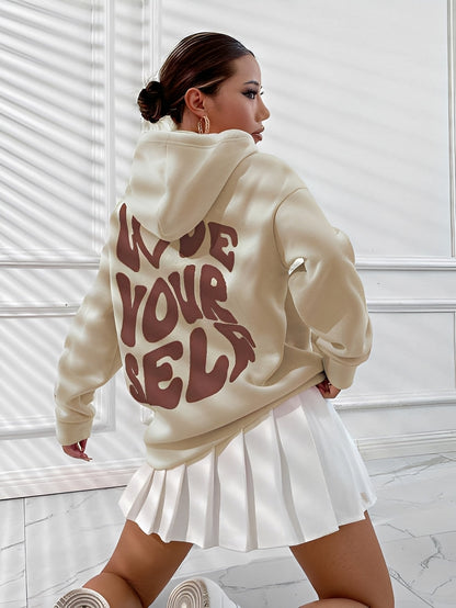 Rebeccah - Sudadera con capucha impresa, holgada para mujeres