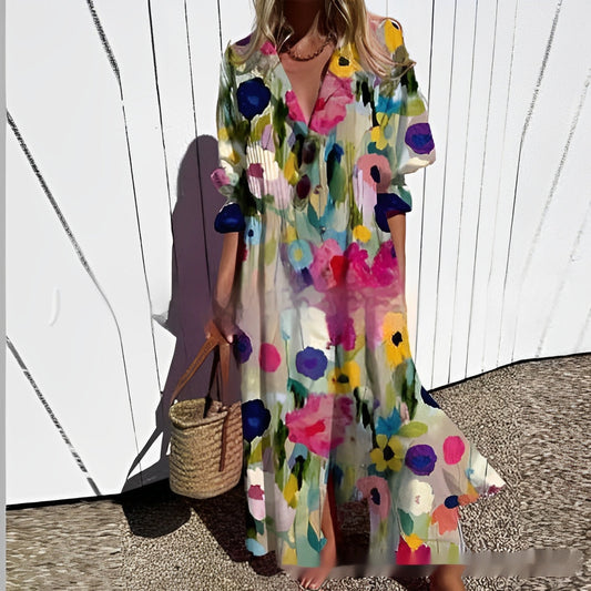 Sana – Vestido Boho Largo con Escote en V