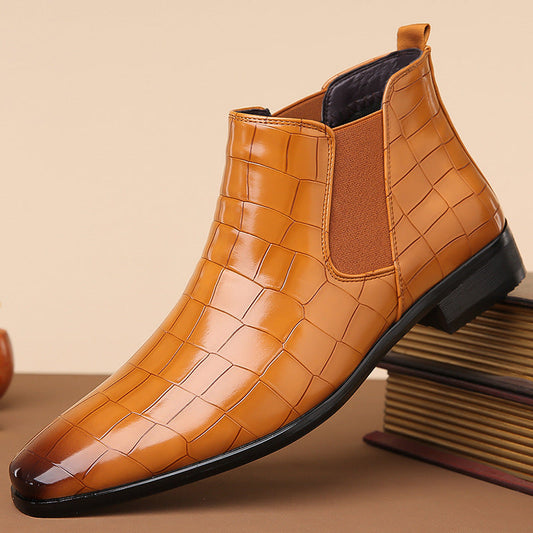 Gladwin - Botines de cuero elegantes y brillantes para hombres