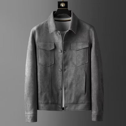 Wilbur - Chaqueta de Cuero Gamuza Tradicional para Hombres