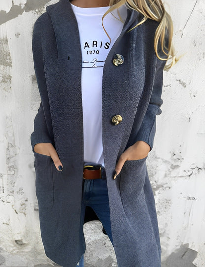 Kimmie - Cárdigan largo con capucha casual para mujeres