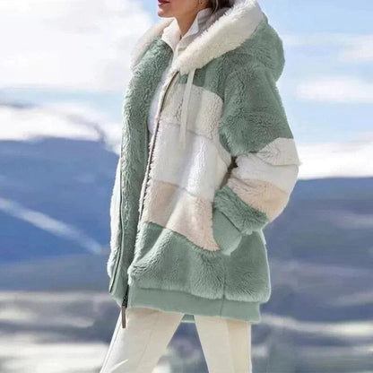 Alice – Chaqueta con capucha de tweed cómoda con forro de lana