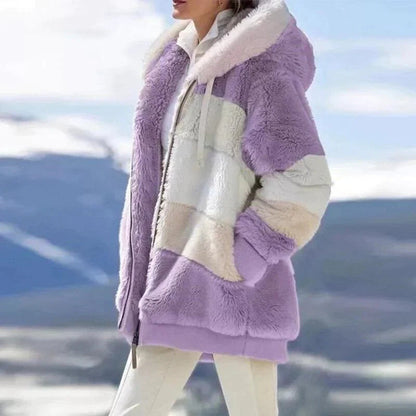 Alice – Chaqueta con capucha de tweed cómoda con forro de lana