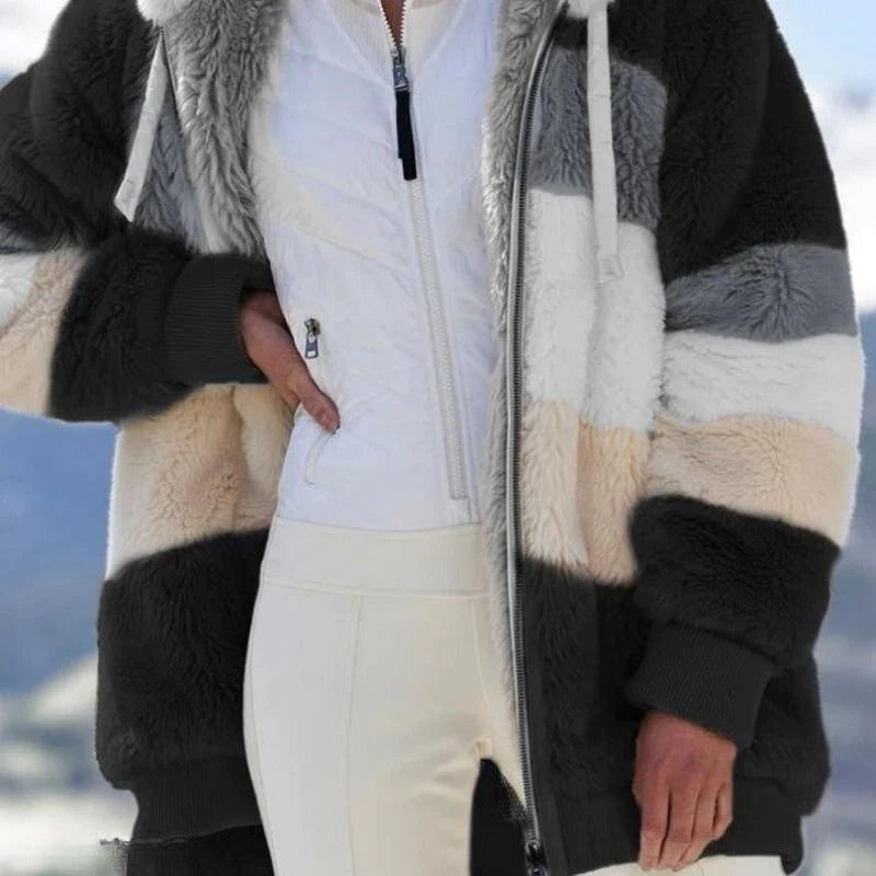 Alice – Chaqueta con capucha de tweed cómoda con forro de lana