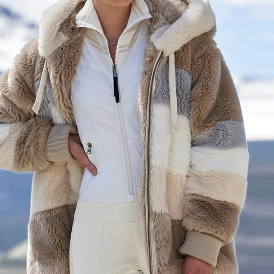 Alice – Chaqueta con capucha de tweed cómoda con forro de lana