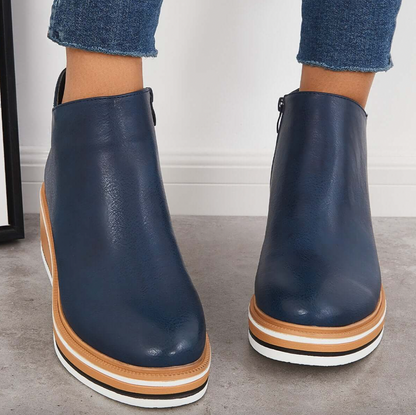 Rosanne - Botas de Cuero con Cremallera para Mujer, Elegantes