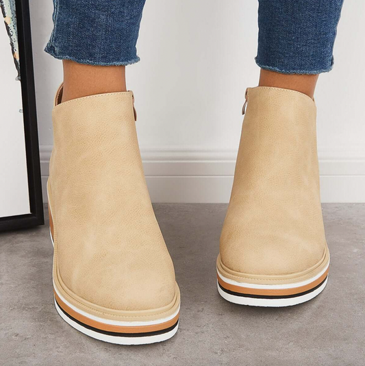 Rosanne - Botas de Cuero con Cremallera para Mujer, Elegantes